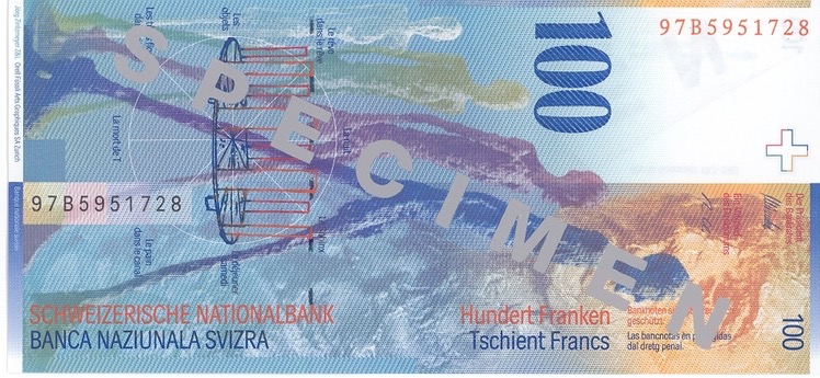 Швейцария 100 CHF — оборотная сторона