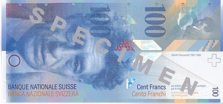 Швейцария 100 CHF — лицевая сторона