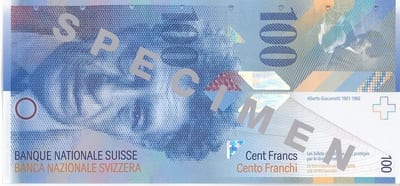 Швейцария 100 CHF — лицевая сторона