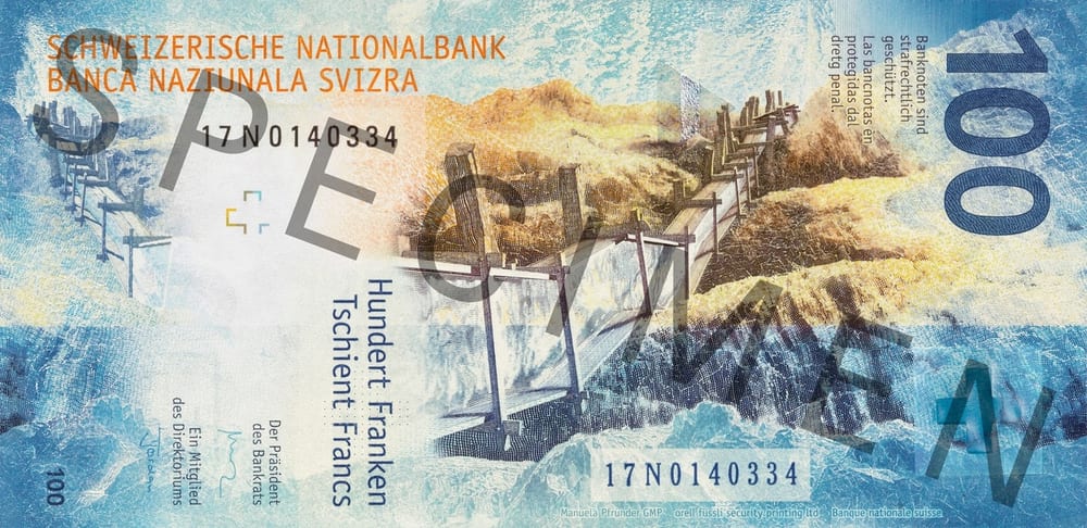 Швейцария 100 CHF — оборотная сторона
