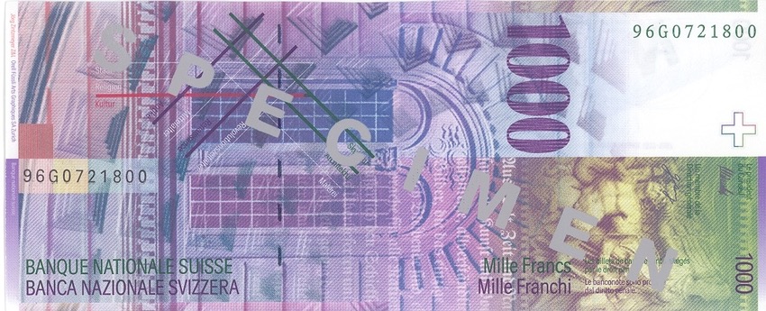 Швейцария 1000 CHF — оборотная сторона