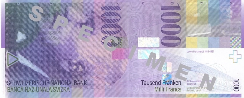 Швейцария 1000 CHF — лицевая сторона