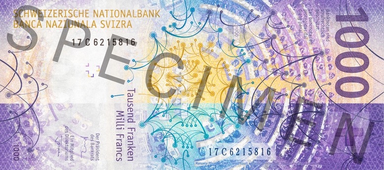 Швейцария 1000 CHF — оборотная сторона