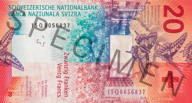 Швейцария 20 CHF — оборотная сторона