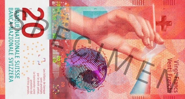 Швейцария 20 CHF — лицевая сторона