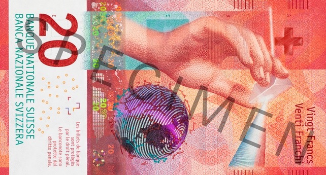 Швейцария 20 CHF — лицевая сторона