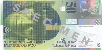 Швейцария 50 CHF — лицевая сторона