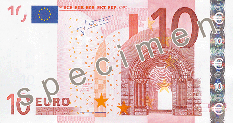 Евросоюз 10 € — лицевая сторона