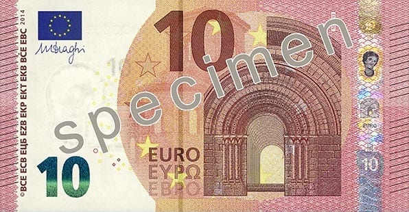 Евросоюз 10 € — лицевая сторона