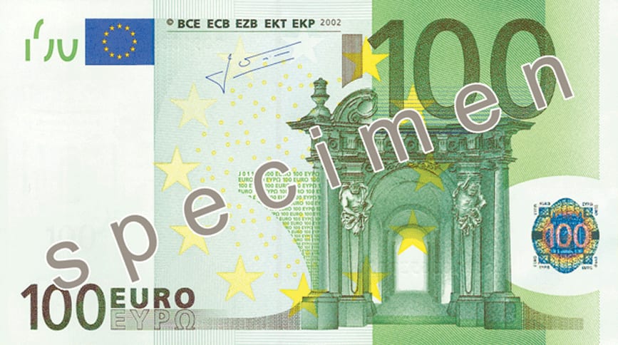 Евросоюз 100 € — лицевая сторона