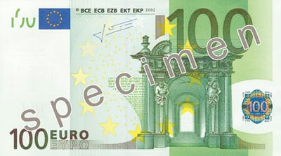 Евросоюз 100 € — лицевая сторона