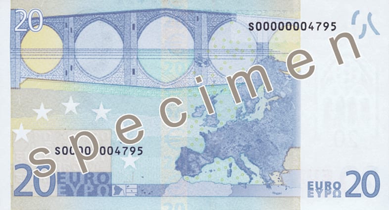 Евросоюз 20 € — оборотная сторона