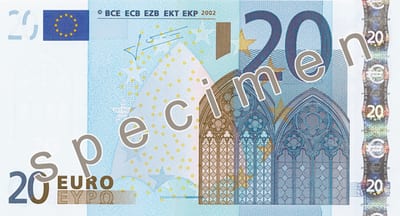 Евросоюз 20 € — лицевая сторона