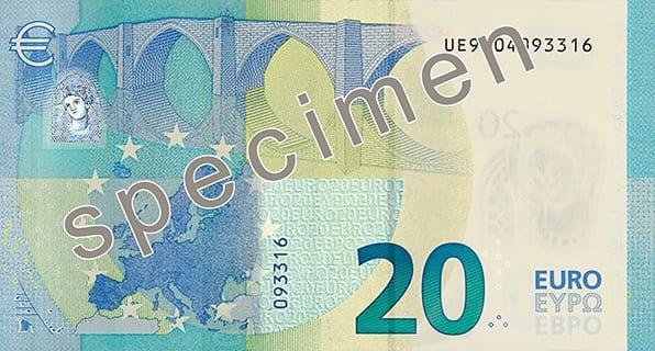 Евросоюз 20 € — оборотная сторона
