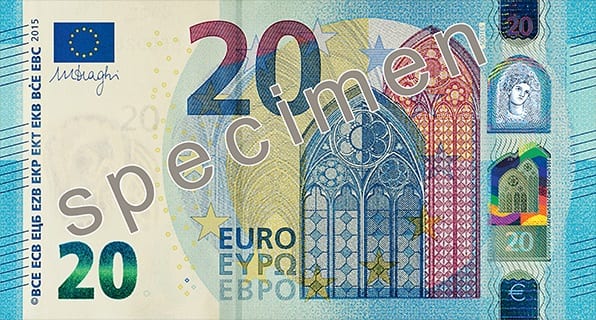 Евросоюз 20 € — лицевая сторона