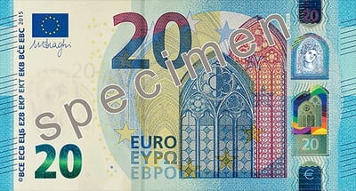 Евросоюз 20 € — лицевая сторона