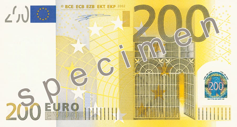 Евросоюз 200 € — лицевая сторона