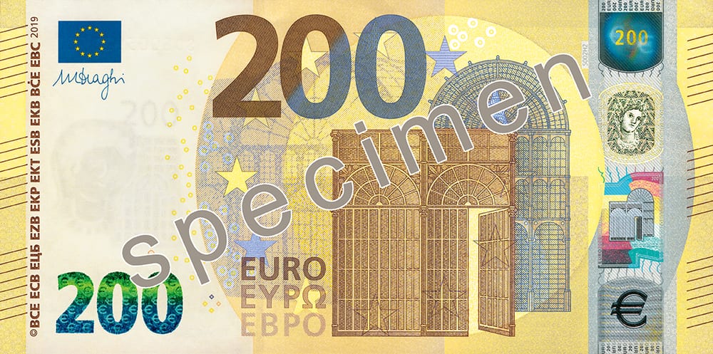 Евросоюз 200 € — лицевая сторона
