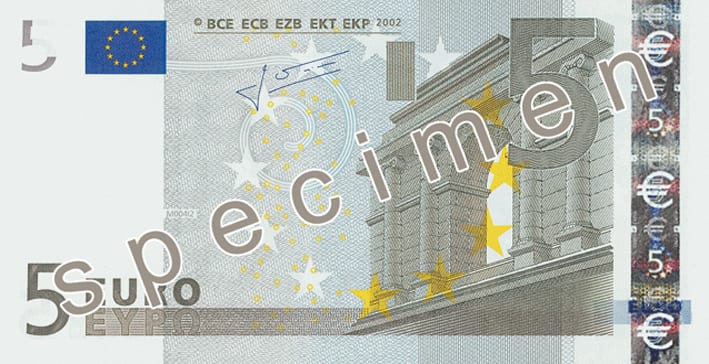 Евросоюз 5 € — лицевая сторона