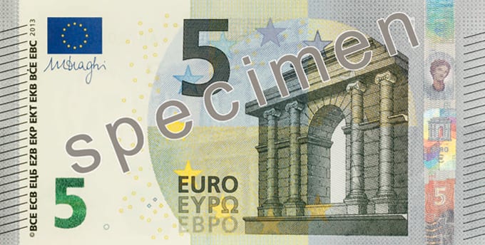 Евросоюз 5 € — лицевая сторона
