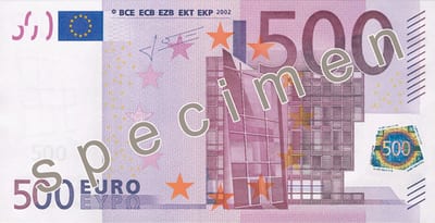 Евросоюз 500 € — лицевая сторона
