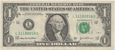 США 1 $ — лицевая сторона
