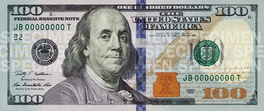 США 100 $ — лицевая сторона