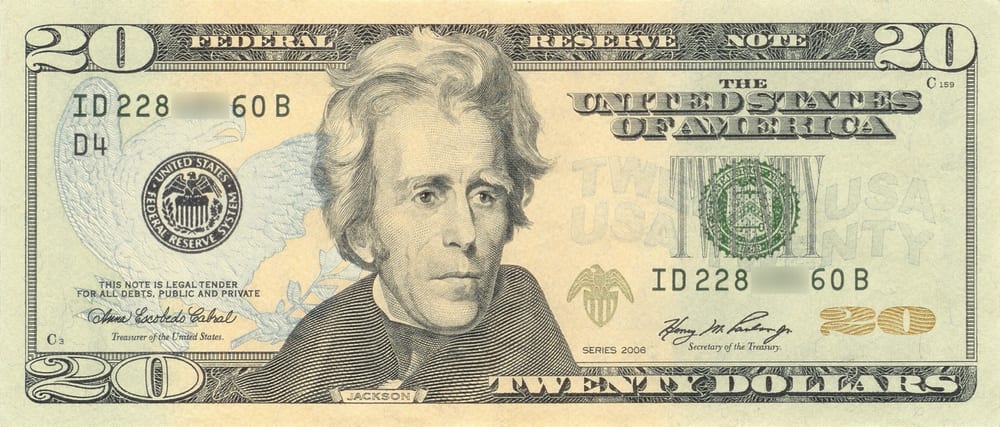 США 20 $ — лицевая сторона